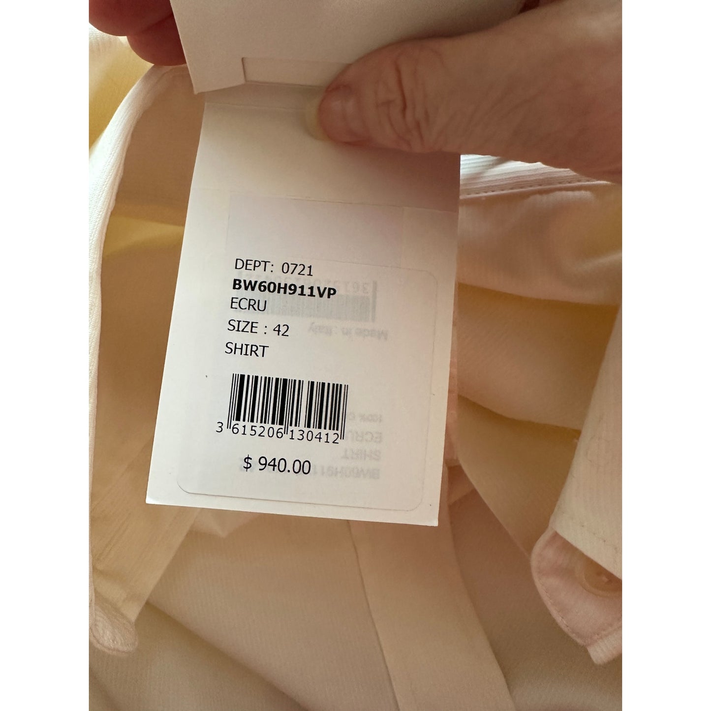NWT Givenchy Shirt Cream Mens US L Roll Tab Sleeves