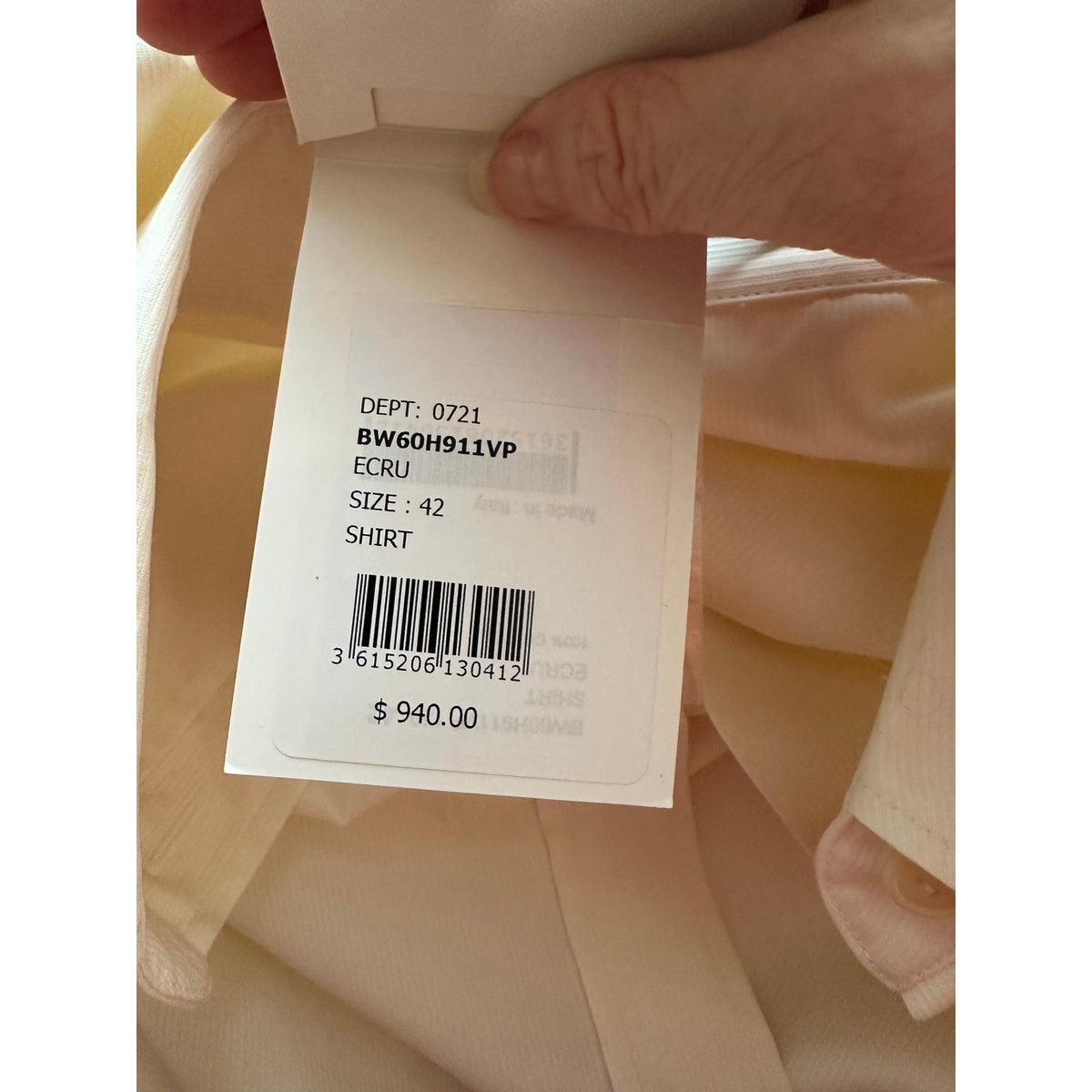 NWT Givenchy Shirt Cream Mens US L Roll Tab Sleeves