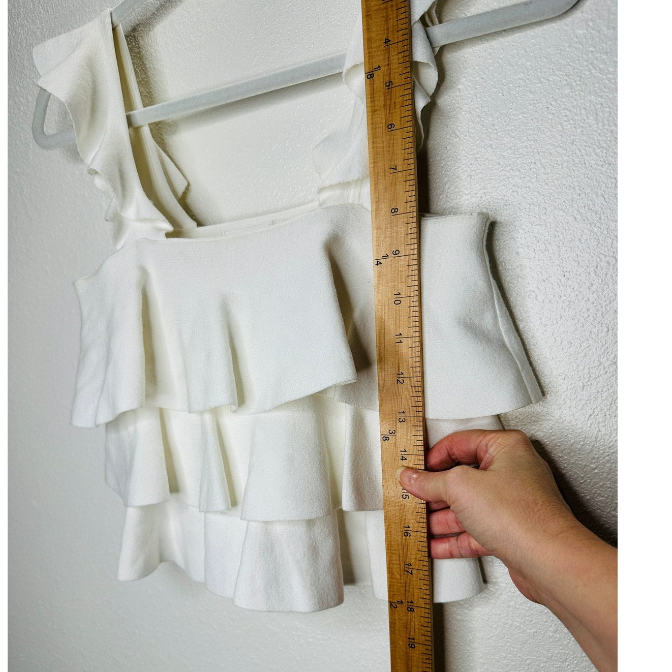 A.L.C. Rowley Ivory Tiered Ruffle Straight Neckline Tank XS