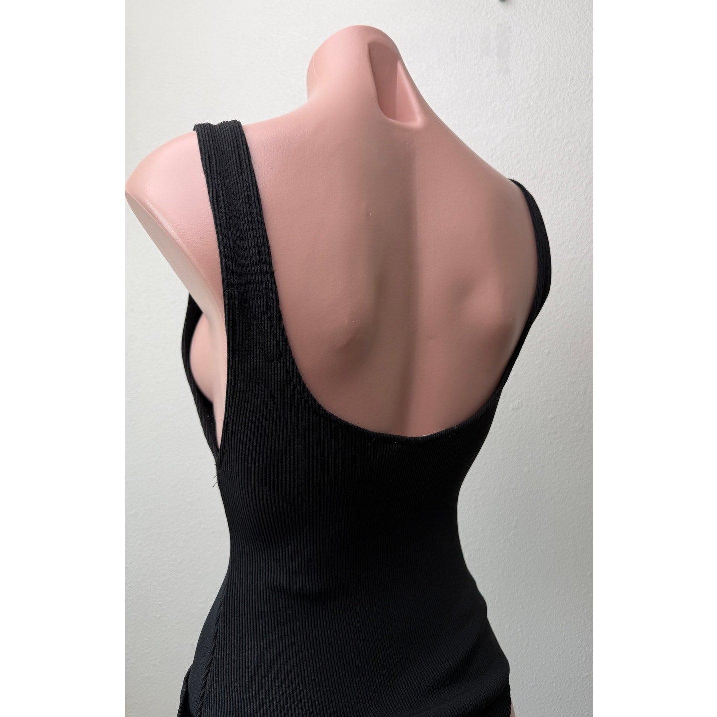 Dance & Marvel Black Ribbed Scoop Back Bodysuit S