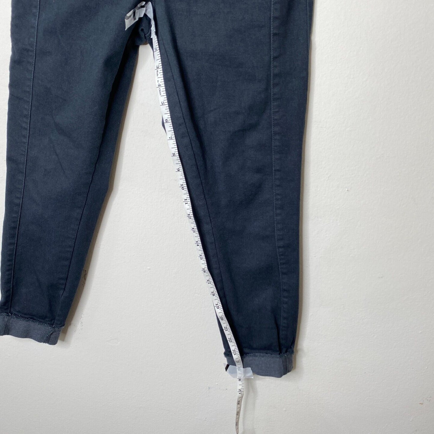 Loft Dark Gray Button Front Fly Skinny Pants Crop Raw Hem Stretchy Jeans Size 4