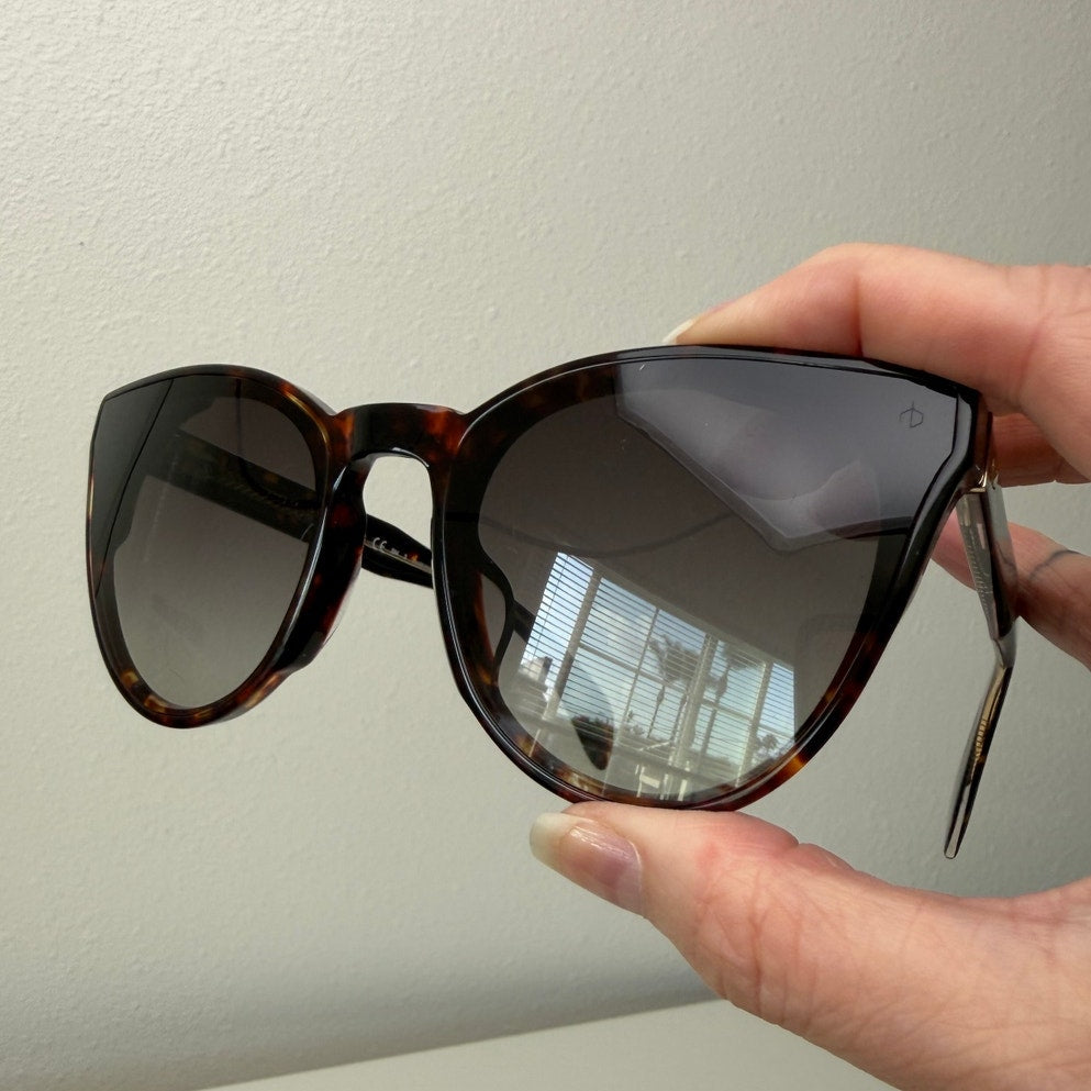 Rag & Bone Cat Eye Tortoise Brown Orange yellow Gray lense Sunglasses