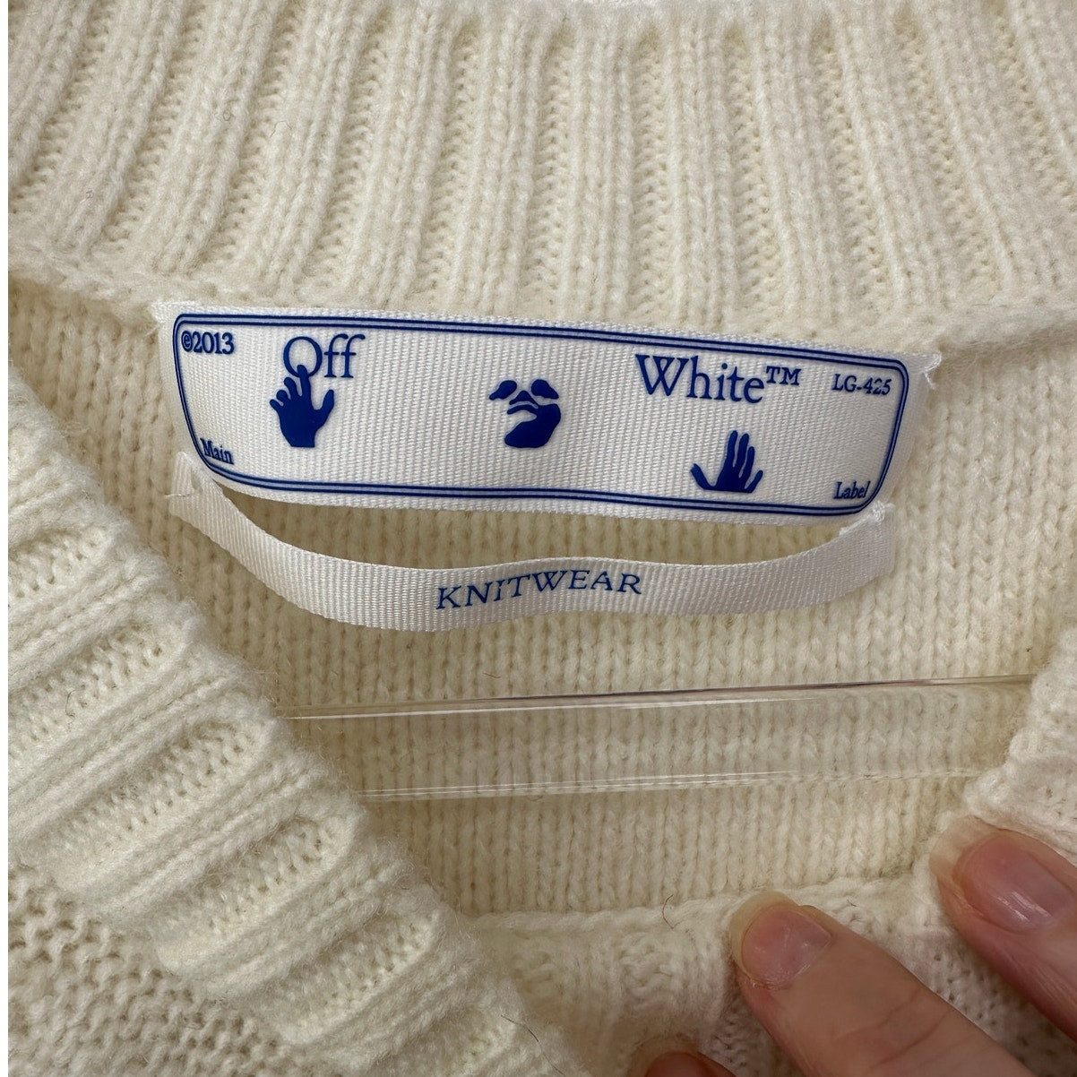 Off-White Reverse Arrow Diag Knit Crew Sweater White / Green