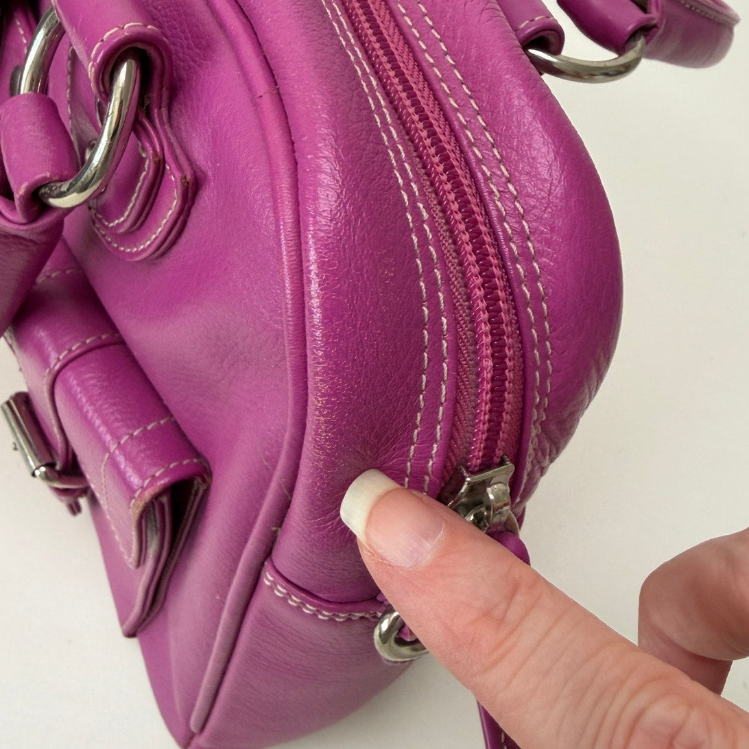 Barneys New York Magenta Buckle Satchel Bag Women's