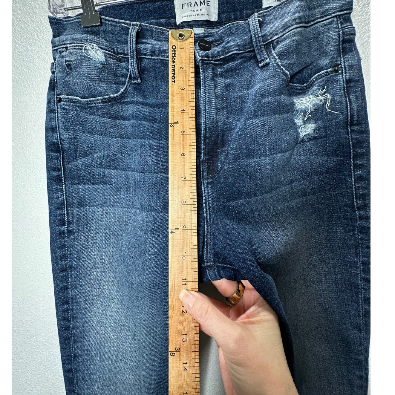 Frame Magellan Medium Wash Distressed Le High Skinny Denim Jeans 29