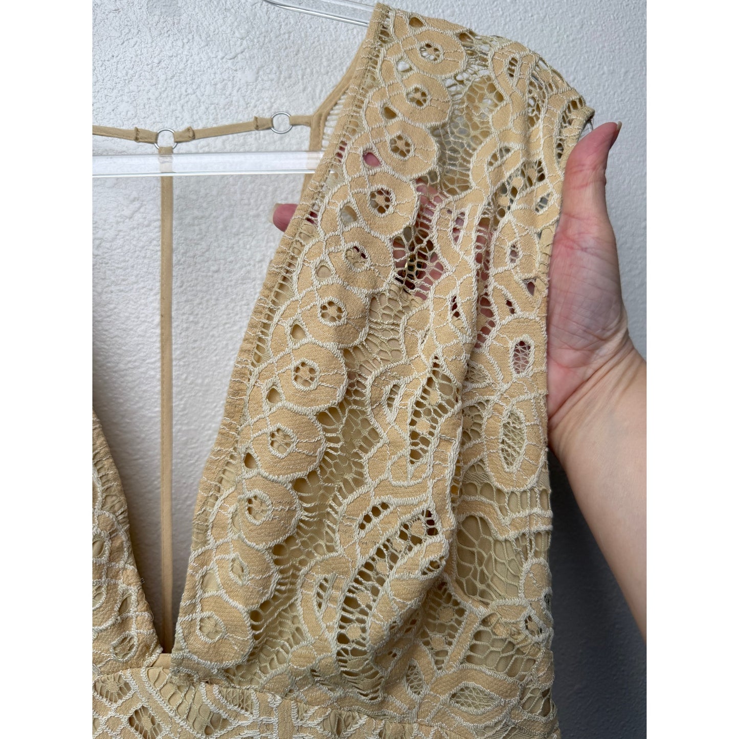 NWT Free People One Million Lovers Ivory Crochet Lace Mini Dress Size 10