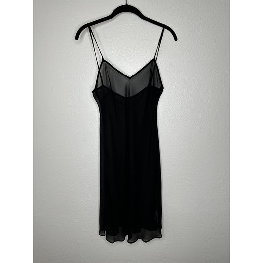 Zara Black Sheer V-Neck Spaghetti Strap Slip Mini Dress S