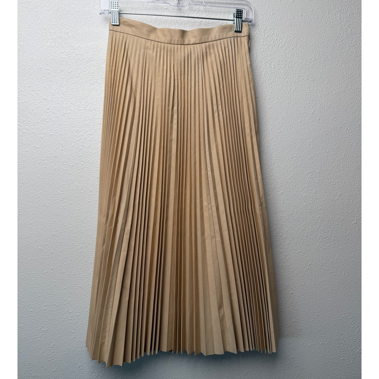 August Getty Atelier Accordion Pleat Leather Maxi Skirt Nude Women's US XS