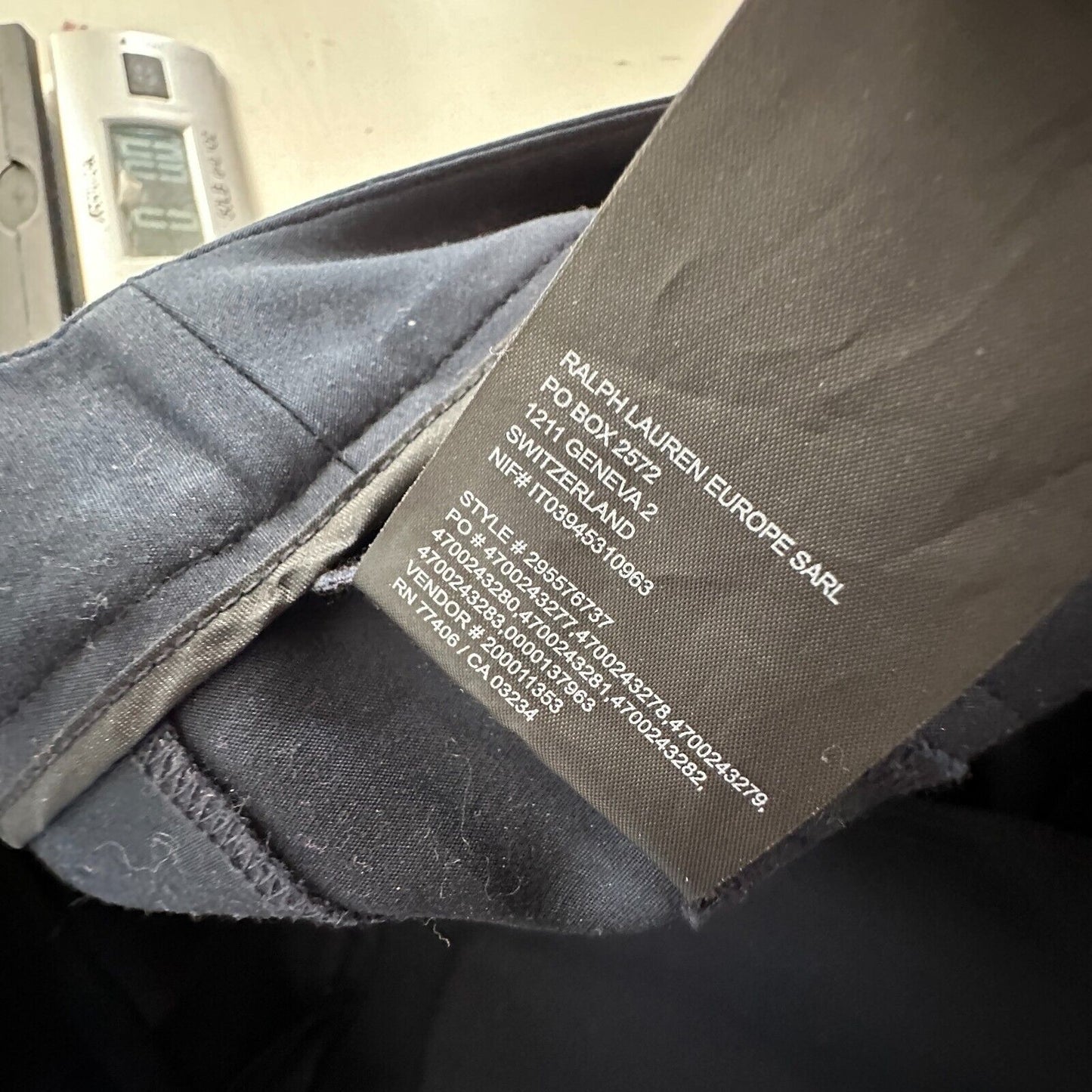 Club Monaco Navy Blue Straight Leg Leather-Lined Zip Pocket AnkleTrouser Pant 8