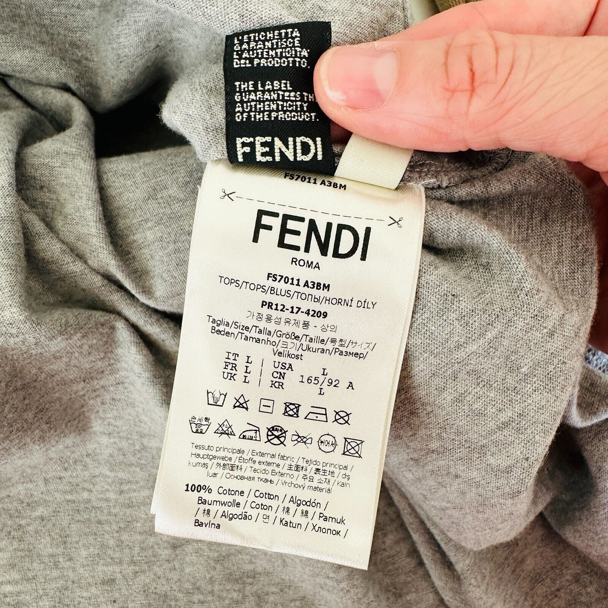 Fendi Gray Short Sleeve Appia Antica Blvd Fendi Roma logo Tee Bead Sequin Top L