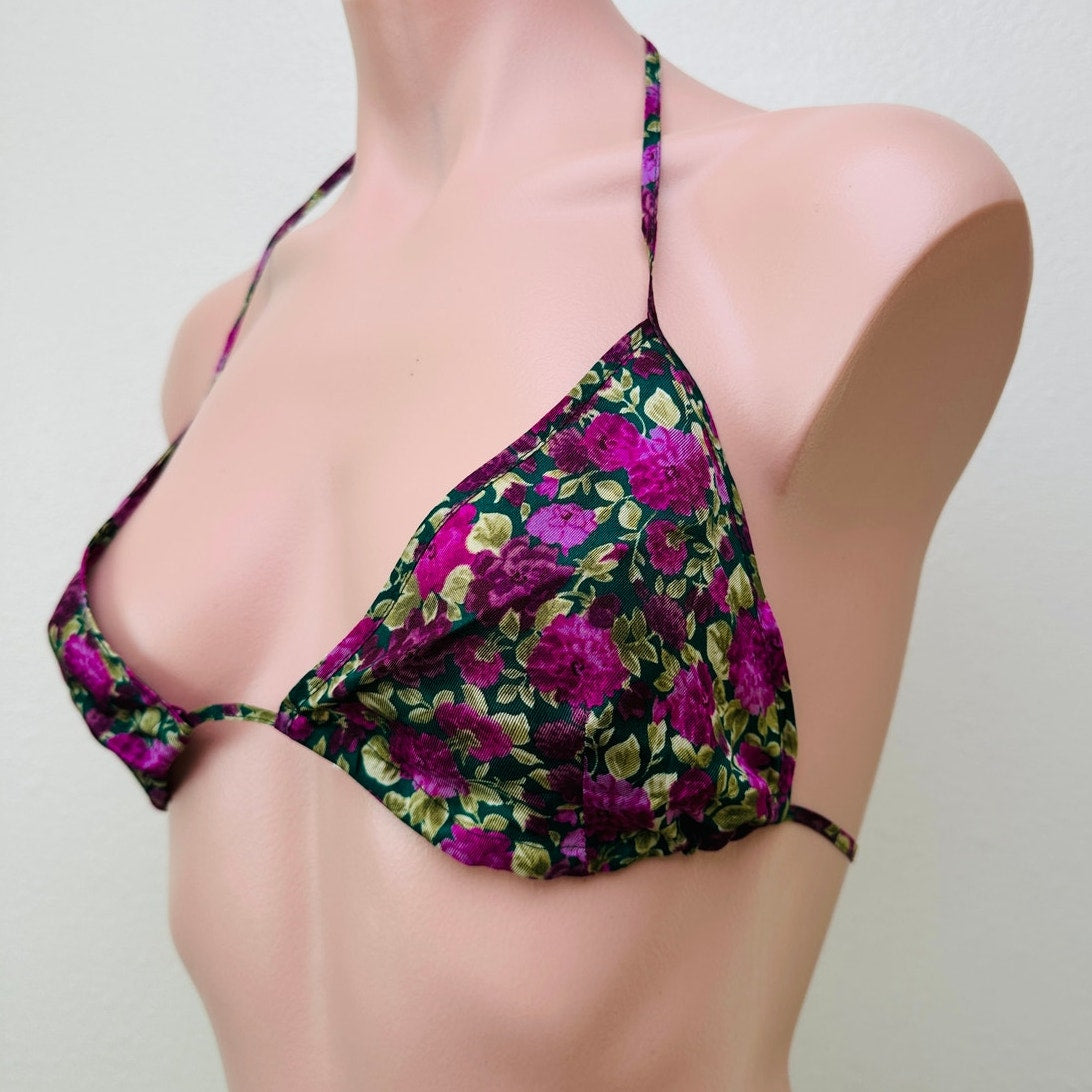 NWOT Gucci Silk Floral Triangle Bikini Top IT 44 / US 8 / M