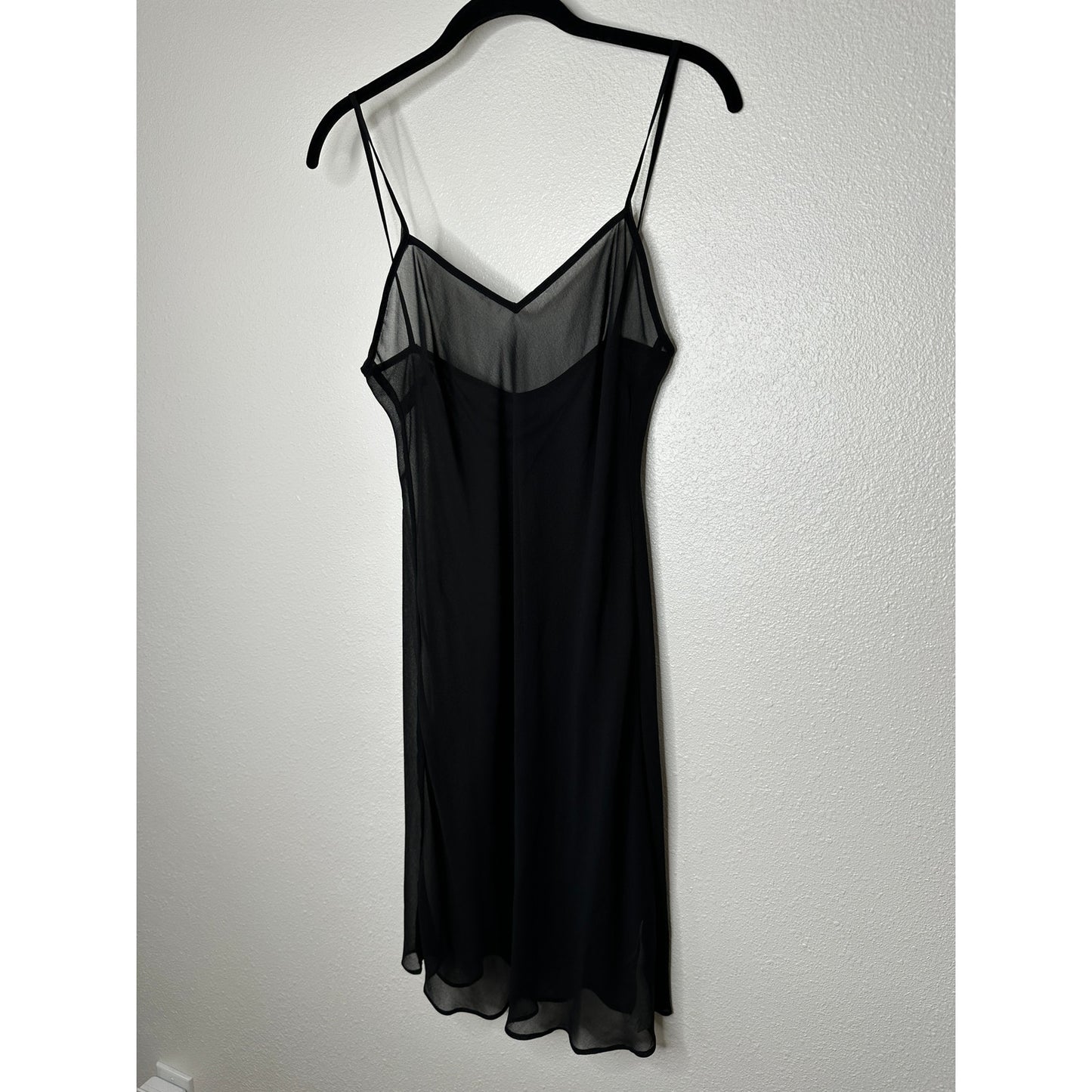 Zara Black Sheer V-Neck Spaghetti Strap Slip Mini Dress S