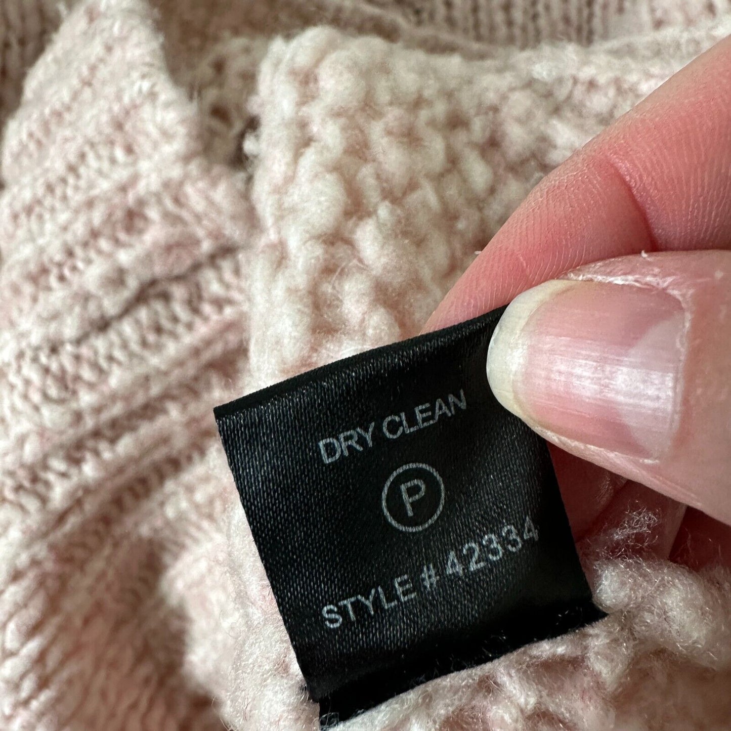 360 Cashmere Abbot Pale Rose Pink Loose Knit Crew Neck Band Cuff Neck Sweater S