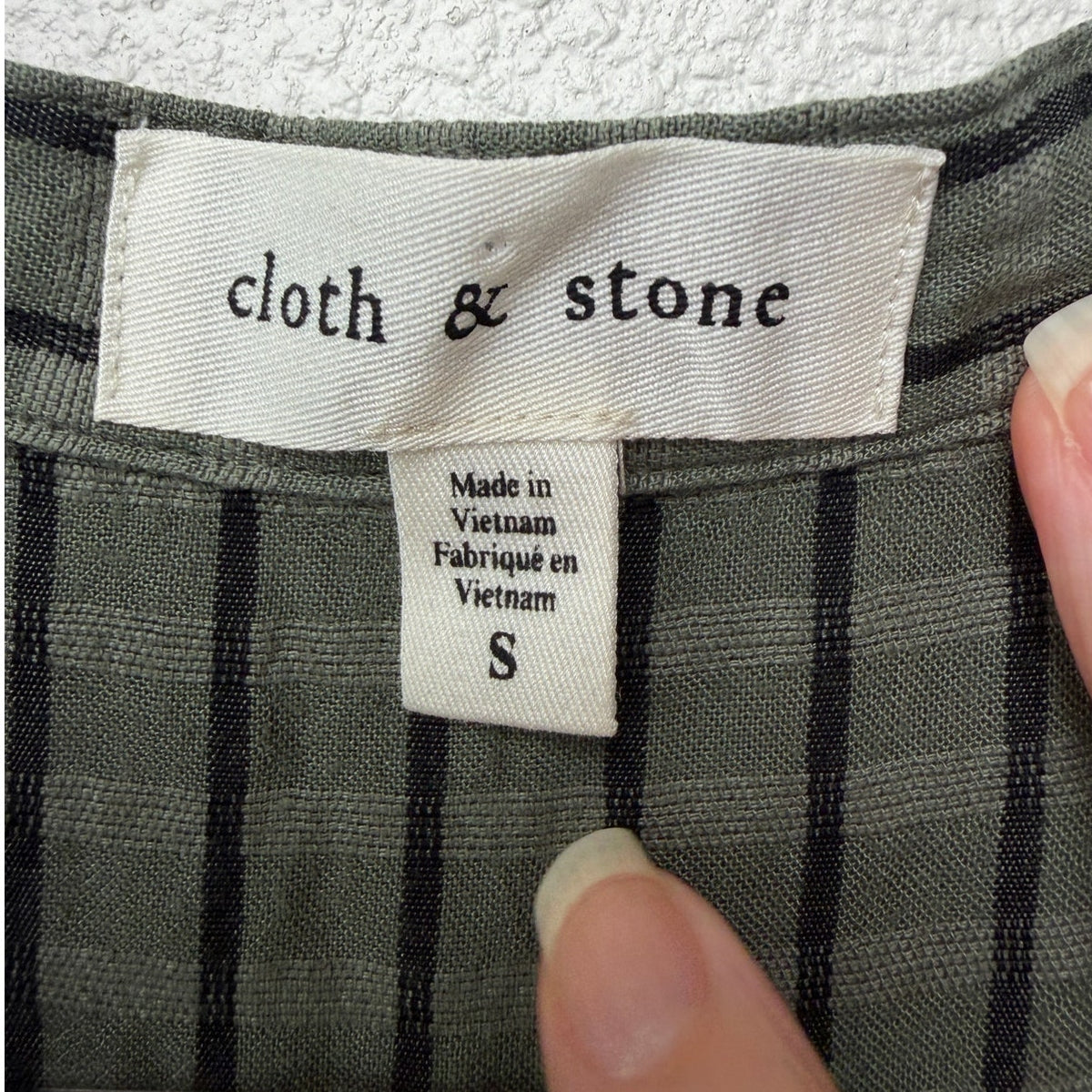Cloth and Stone Green Plaid Puff Sleeve Linen Buttondown Women's US S