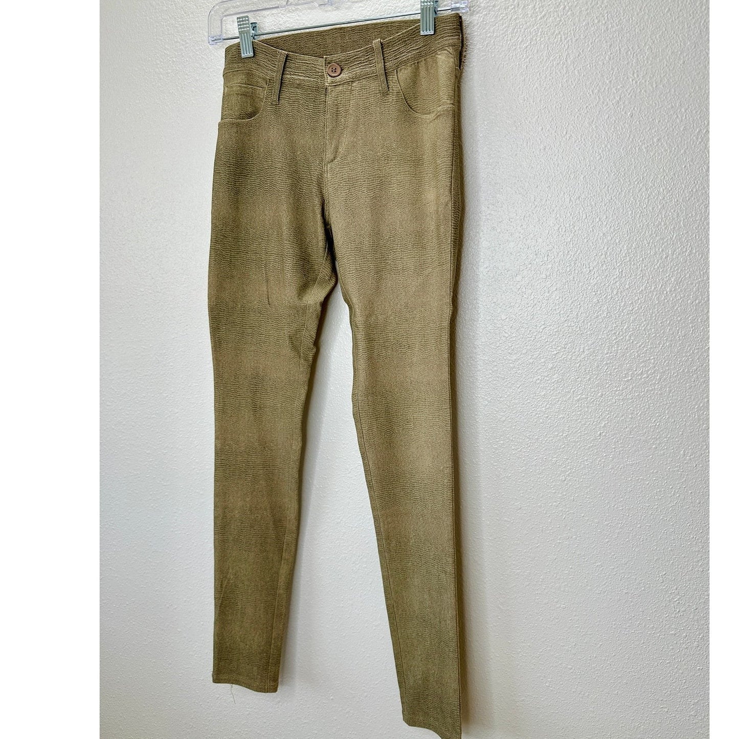 Caribbean Queen Muted Yellow Gray Snakeprint Front Zip Button Jeggings S