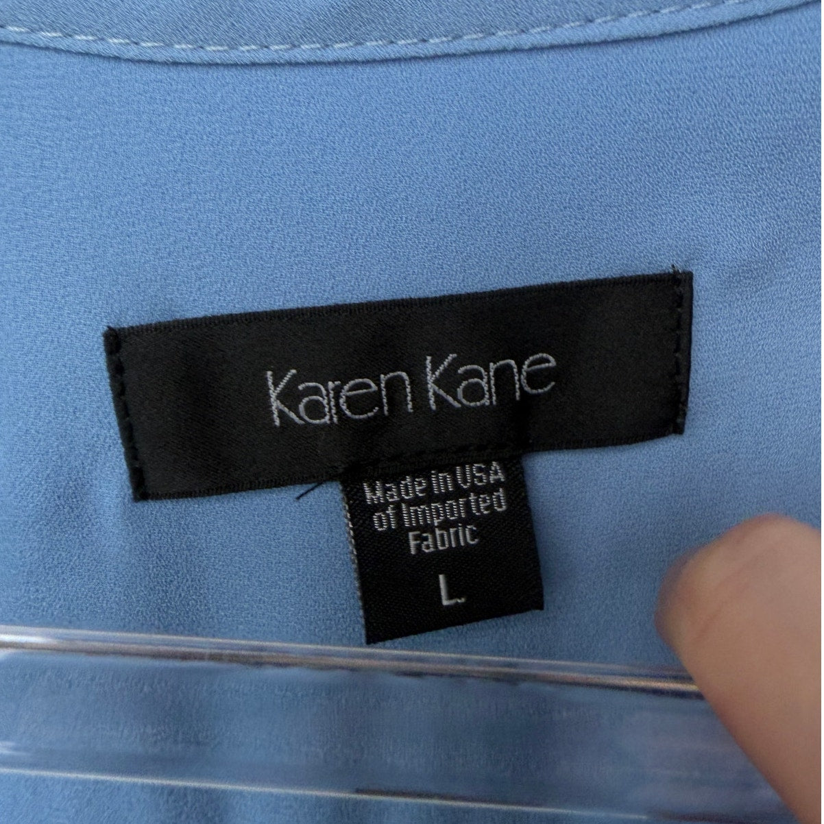 Karen Kane Light Blue Hi-Low Layered V-Neck Roll Tab Blouse Size L
