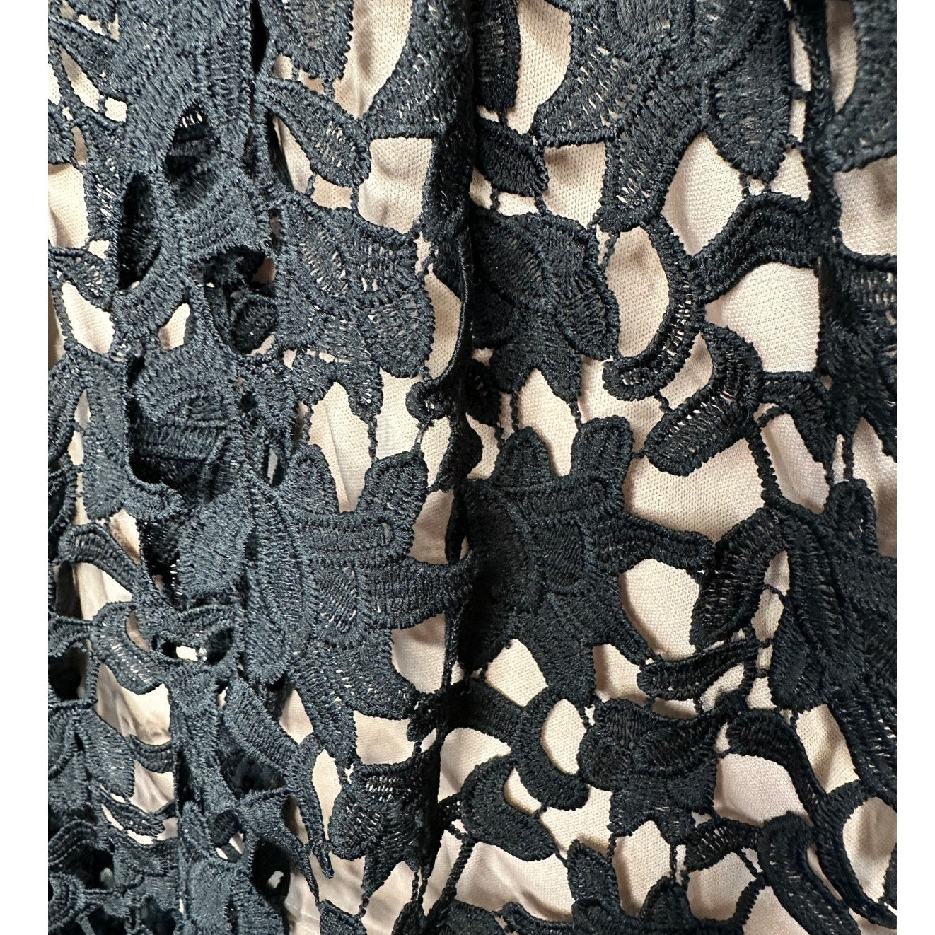 Aqua Black Lace Overlay Tan Lining Spaghetti Strap Cami Midi Dress SM