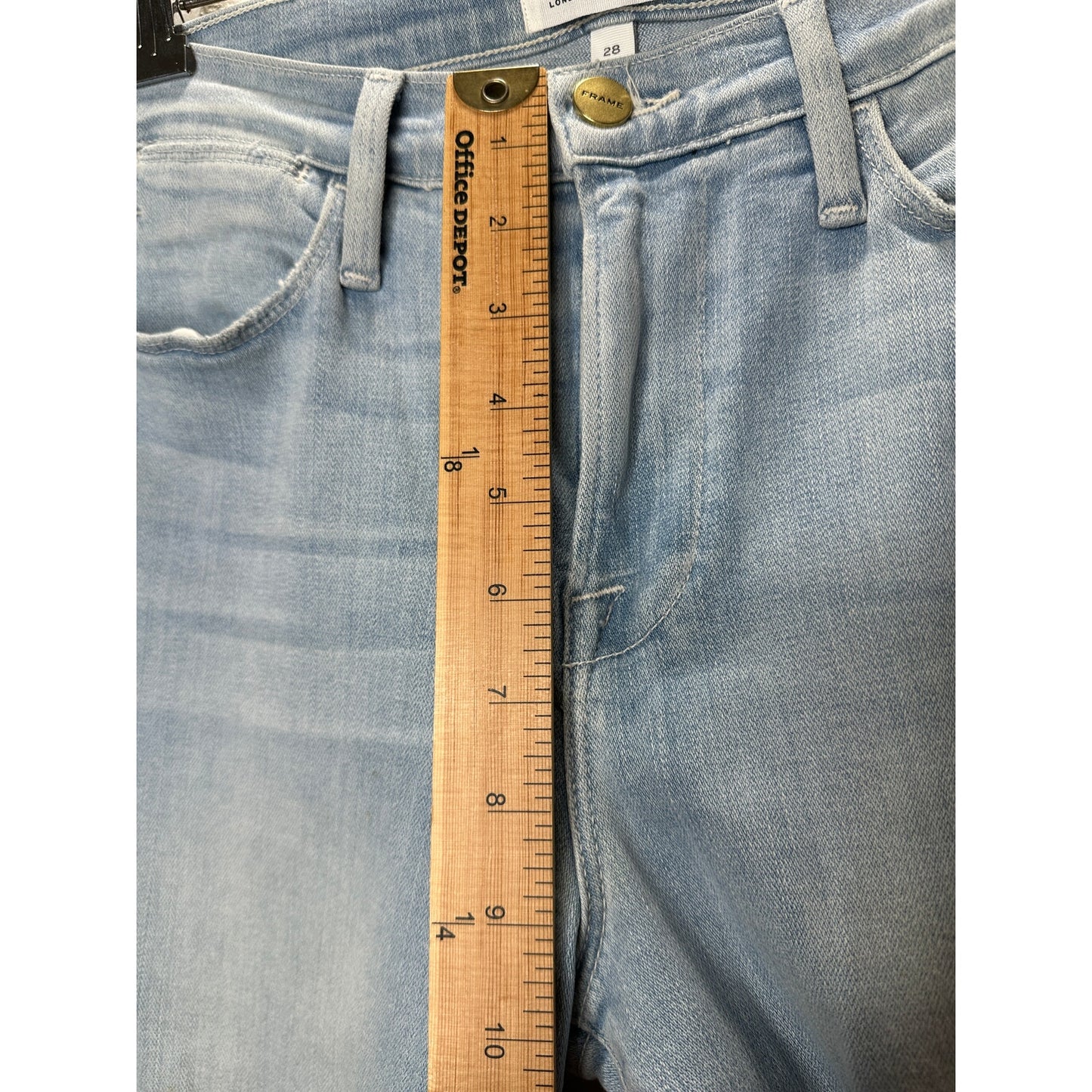 Frame Light Blue Wash Distressed Le High Skinny in Rush Jeans 28