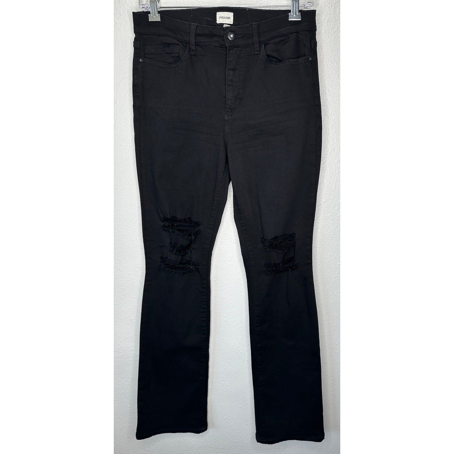 Sneak Peak Black Distressed Knee Bootcut Jeans 29