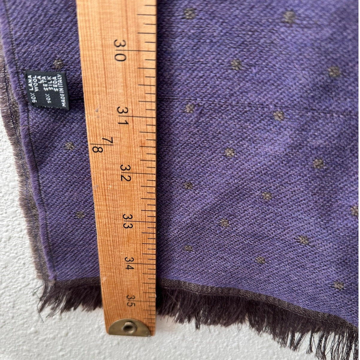 Italian Scarf Purple Brown Polka Dot Wool Silk ~70”