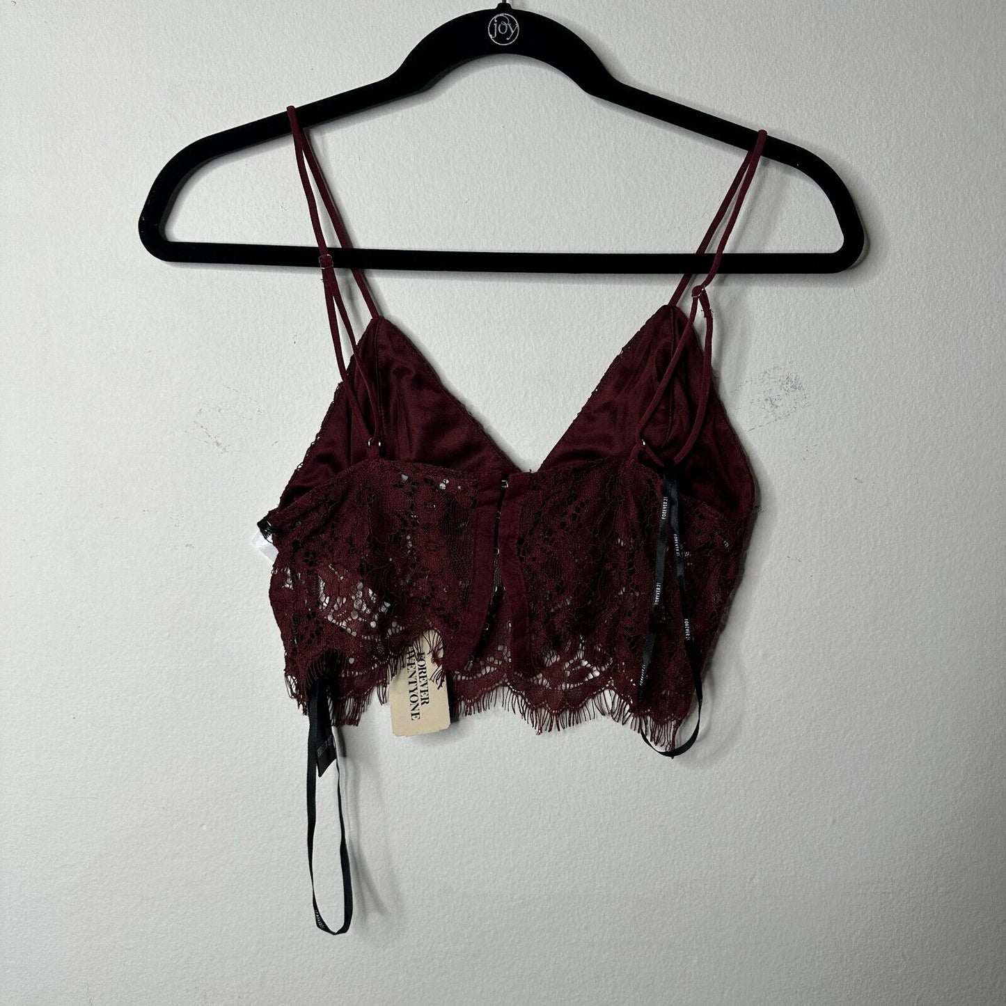 NWT Burgundy Wine Plum V-Neck Lacey Crop Cami Top S