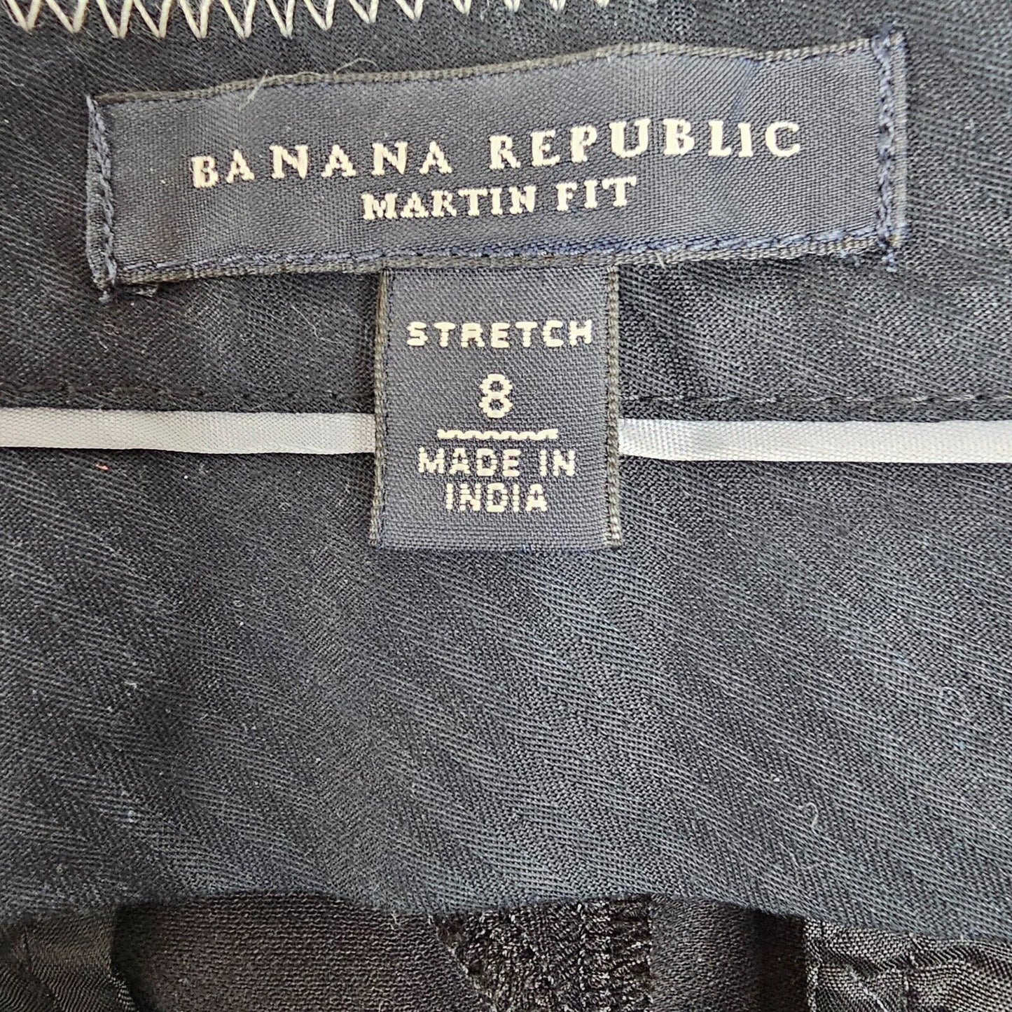 Banana Republic Black Martin Fit Stretch Chino Trouser Long Pants Zip Pocket 8