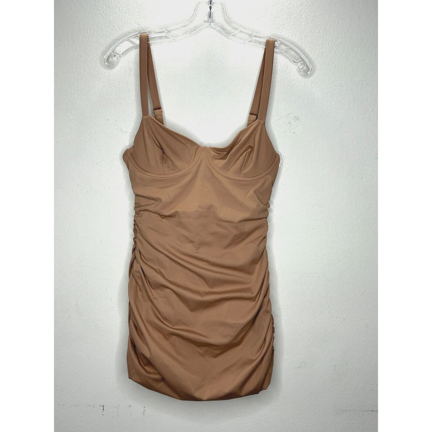 NWT Skims Sienna Tan Sculpting Ruched One Piece Bathing suit Swim Dress Small