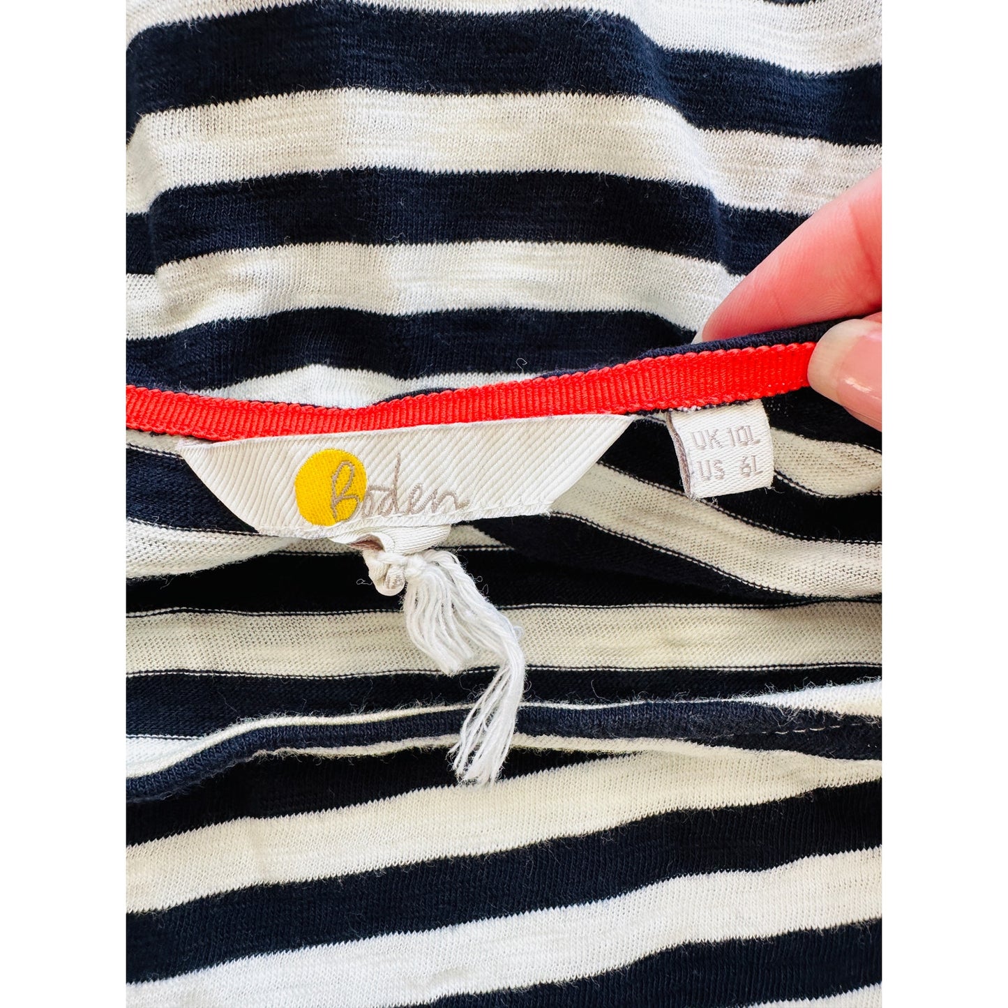 Boden Ivory & Black Stripe Short Sleeve Round Neck Shirt Dress 6 L