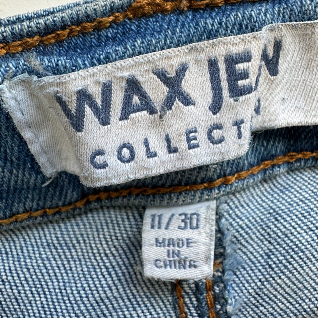 Wax Jean Collection Medium Wash Distressed Holes Boyfriend Denim Jeans 30