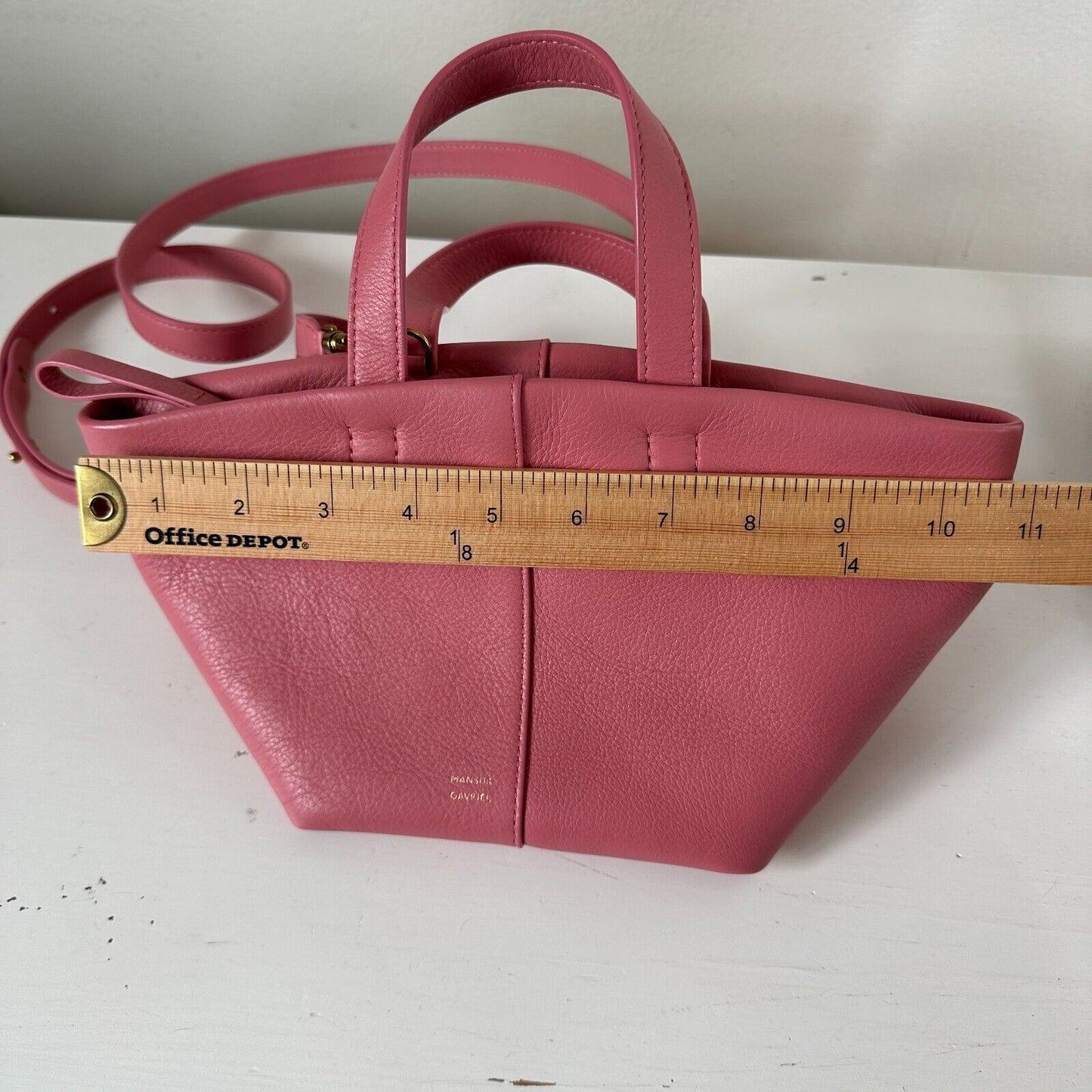 NWOT Mansur Gavriel Tulipano Mini Pebbled Leather Crossbody Bag Peony Pink