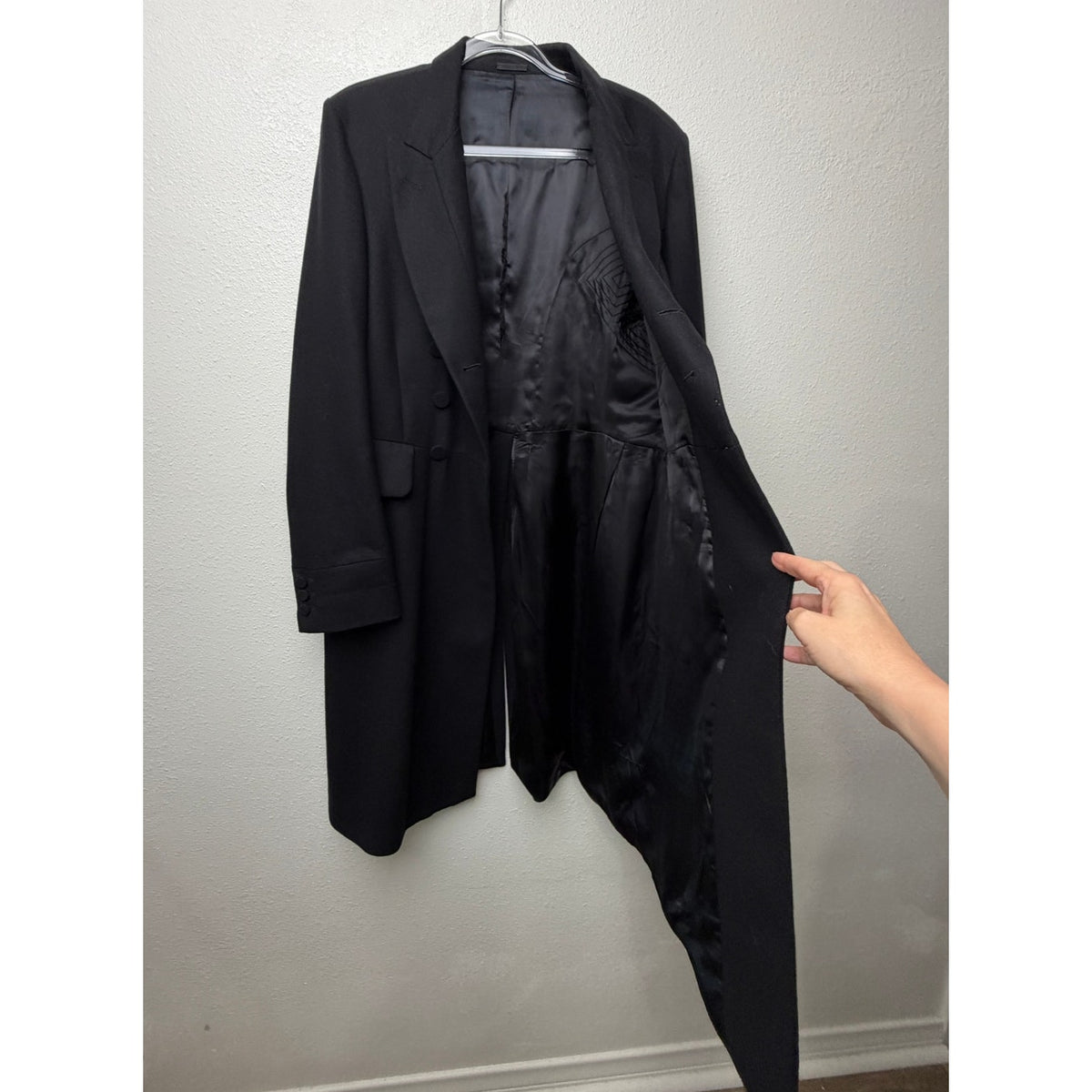 Alexander McQueen Black Cashmere Silk Double Breasted Frock Coat Men's US 36