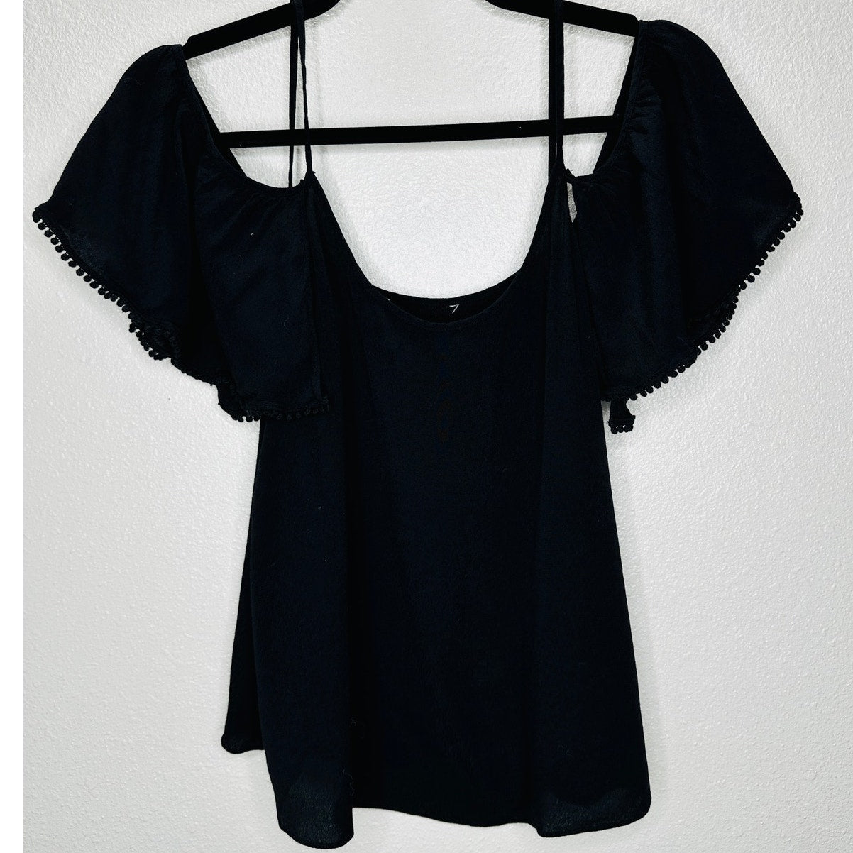 Rebecca Minkoff Aida Black Cold Shoulder Spaghetti Strap Blouse Top Small