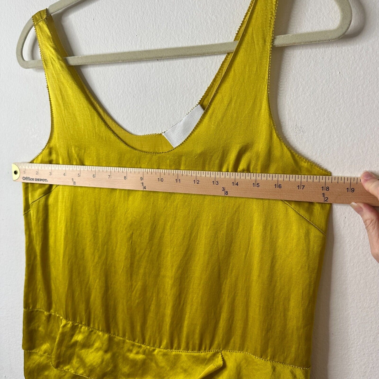 3.1 Phillip Lim Scoop Neck Chartreus Yellow Silk Blend Ruffled Tank Dress Mini 2