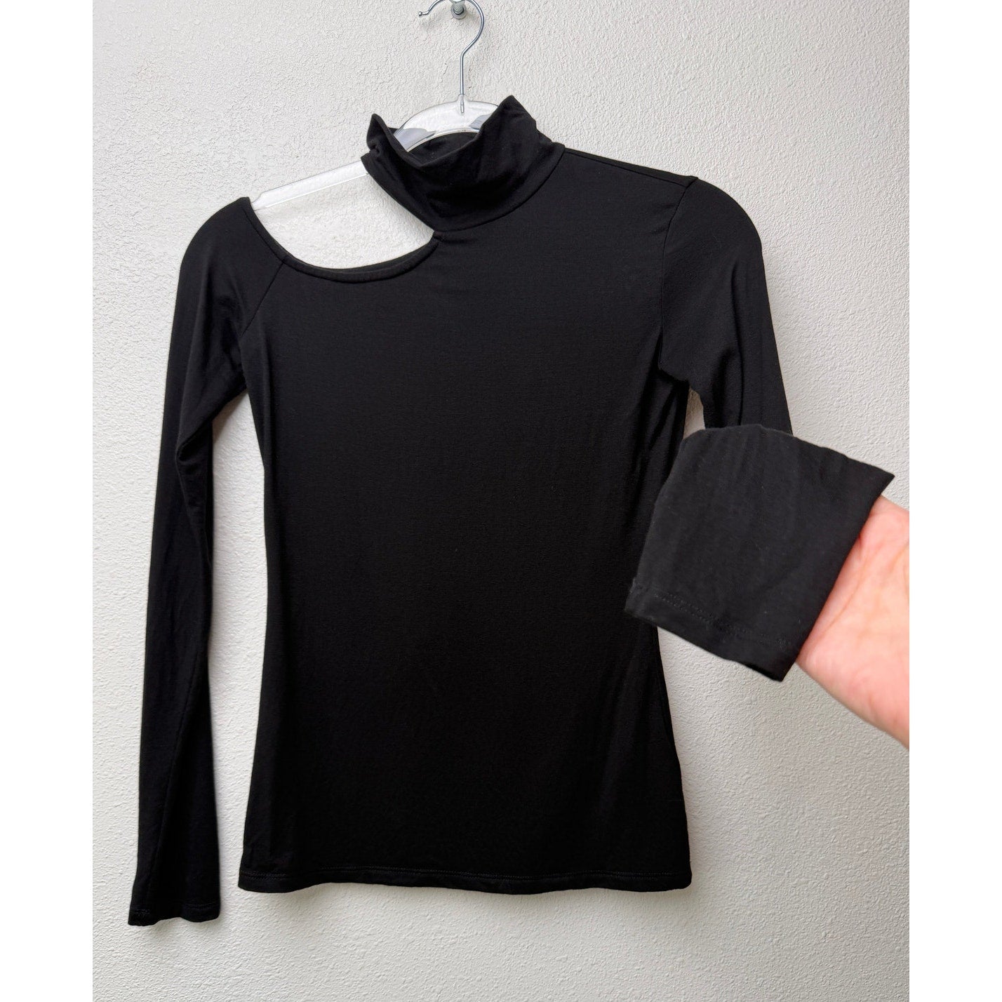 Marcella Allegra Black Cutout Top Women XS Turtleneck