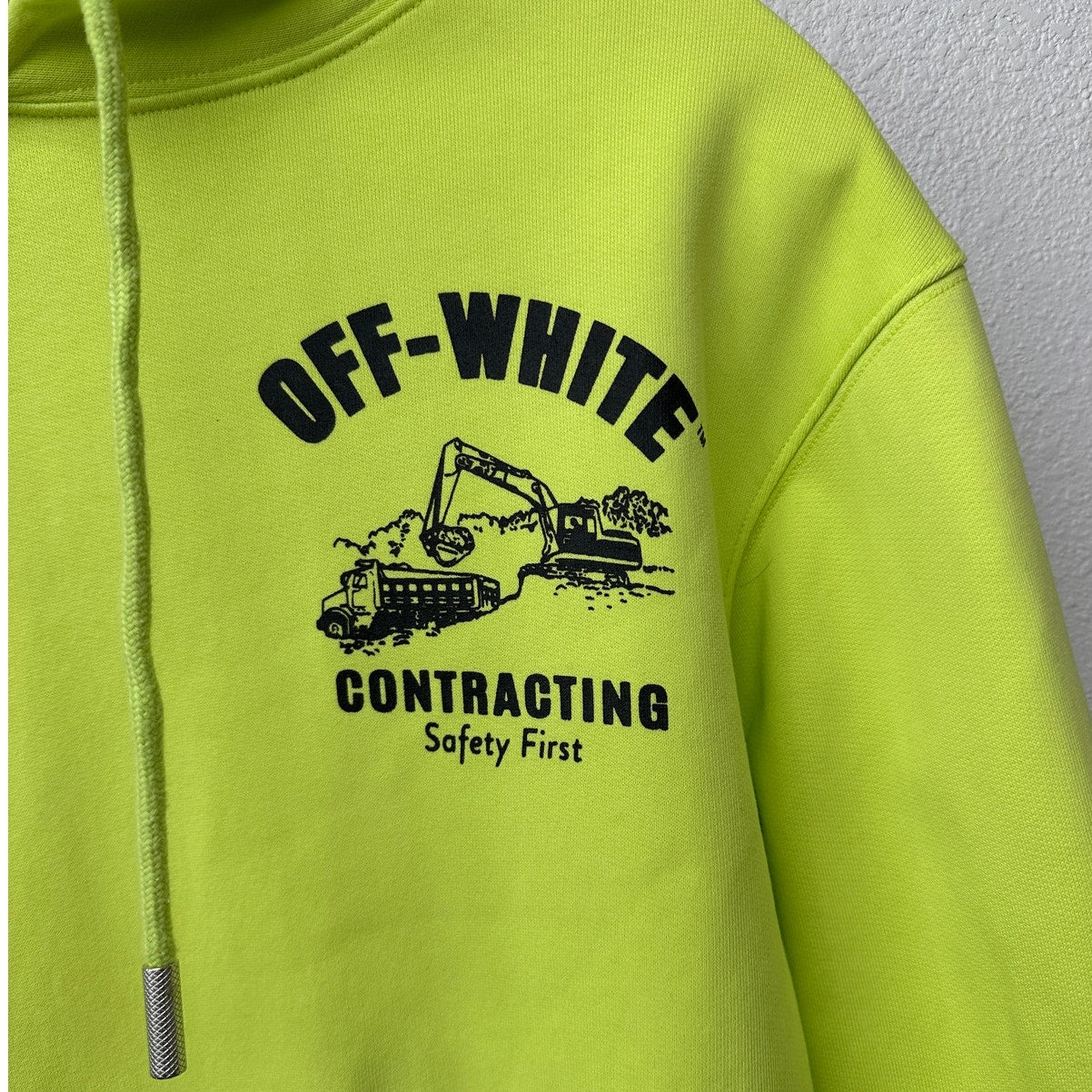 Off-White Contracting Graphic Print Hoodie Lime/Yellow Unisex S