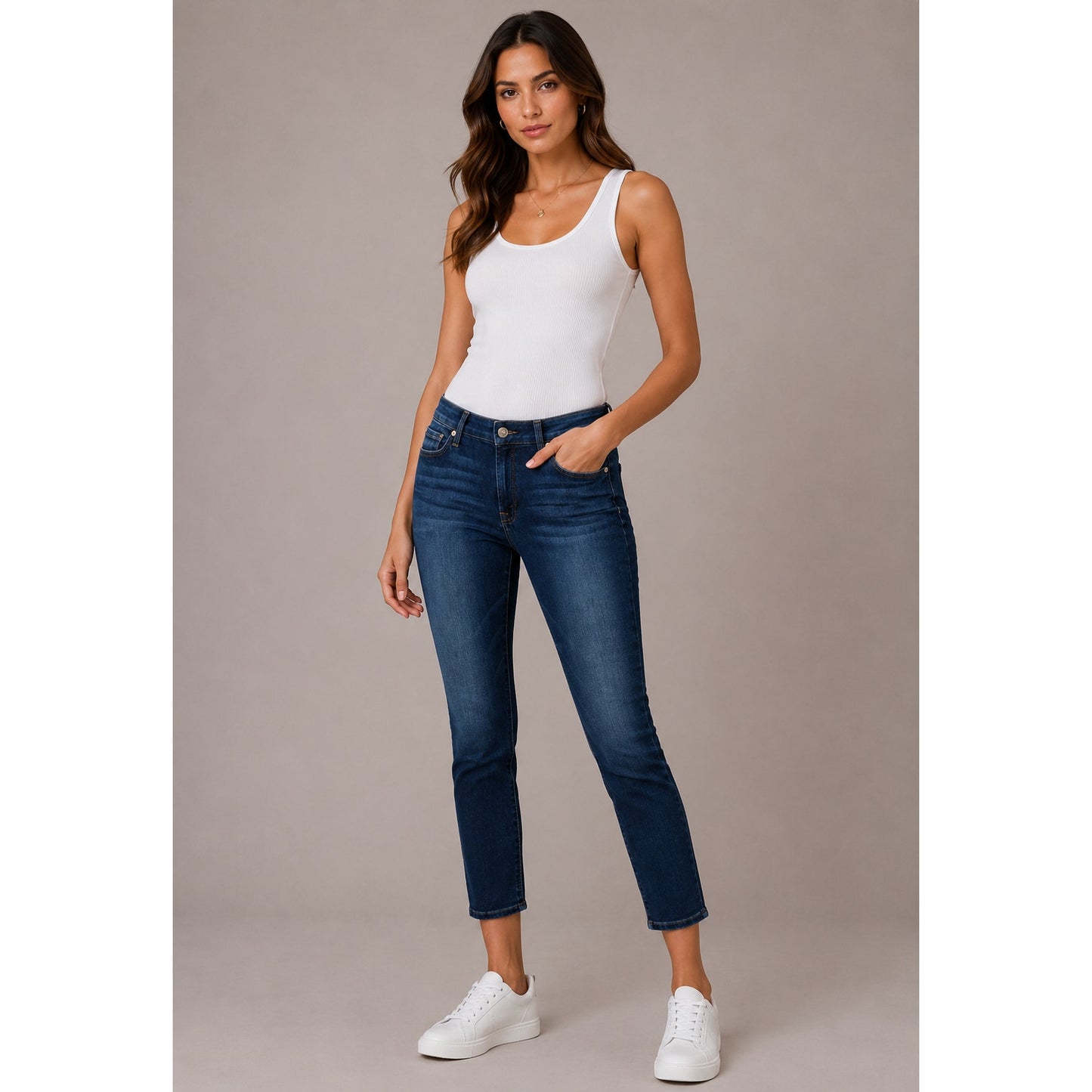 NWT 7 For All Mankind Kimmie Crop Skinny Jeans Dark Blue Women’s 33