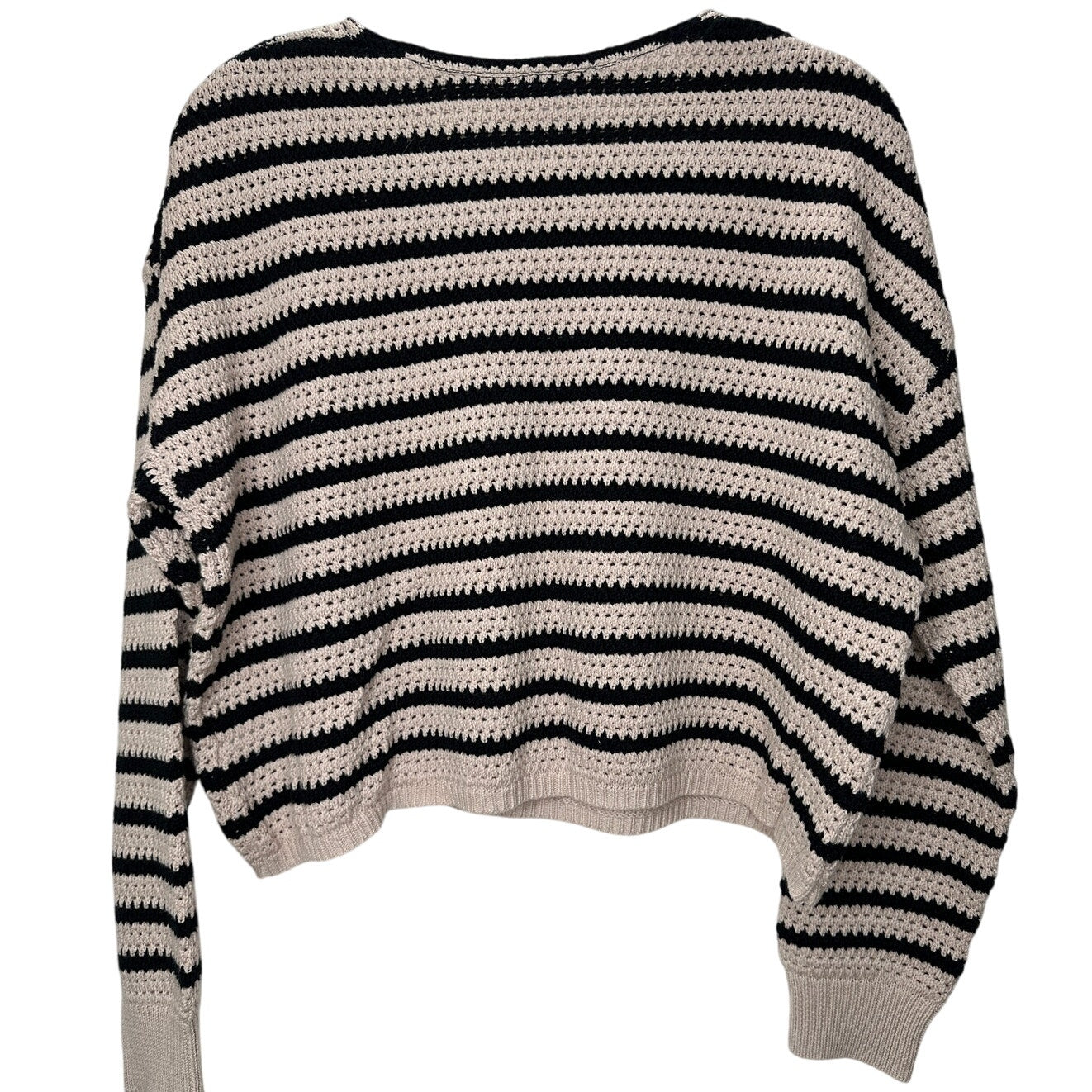 NWT Le Lis Tan & Black Striped Round Neck Raglan Sleeve Crop Sweater L