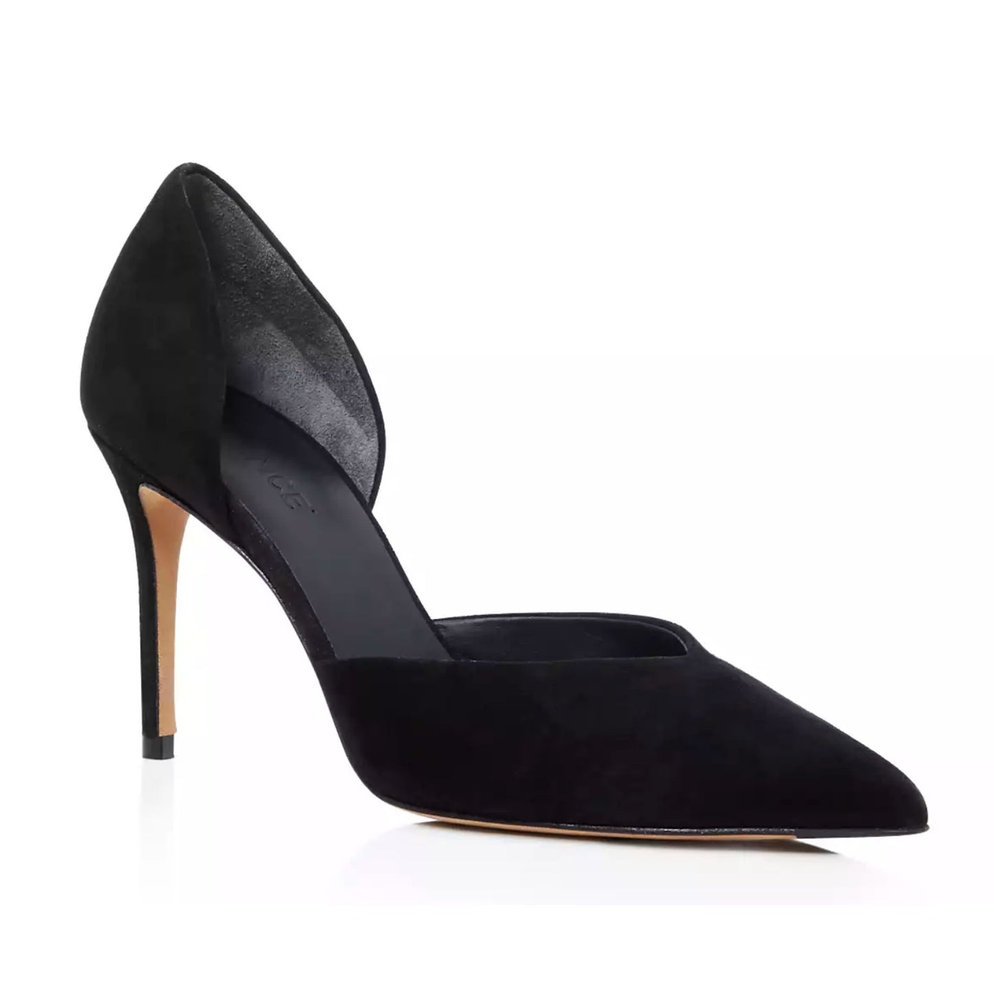Vince Paulette d'Orsay Black Suede Pointed Toe Cut-Out Stiletto Heel Pump 9