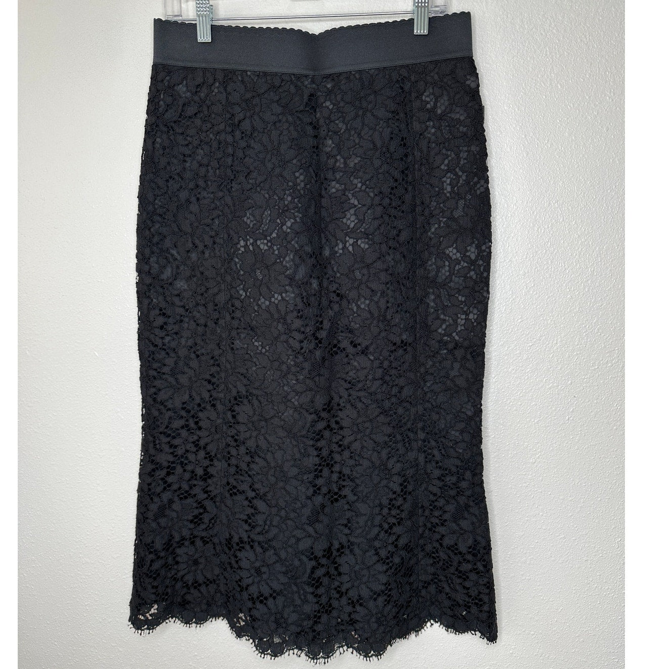 NWT Dolce & Gabbana Black Lace Pencil Skirt Back Zip Underskirt 46 / XL