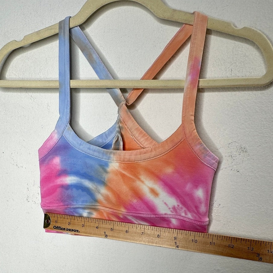 Chaser Pastel Pink Blue Orange Tie Dye Yoga Pants & Matching Sports Bra XS