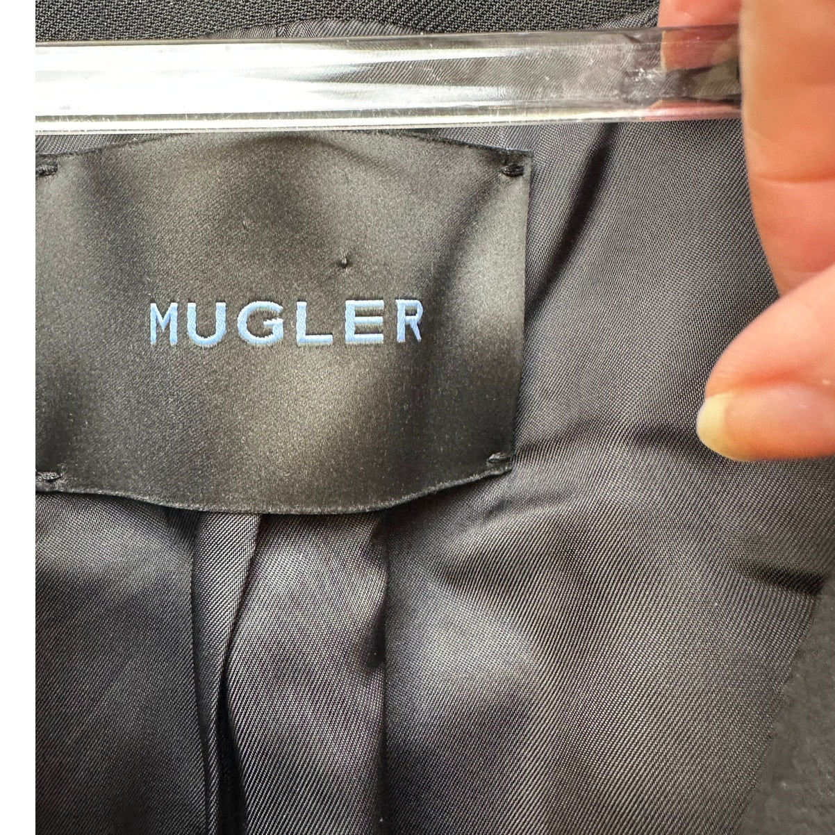Mugler Black Corseted Blazer Sheer Mesh Sleeves Waist US 8