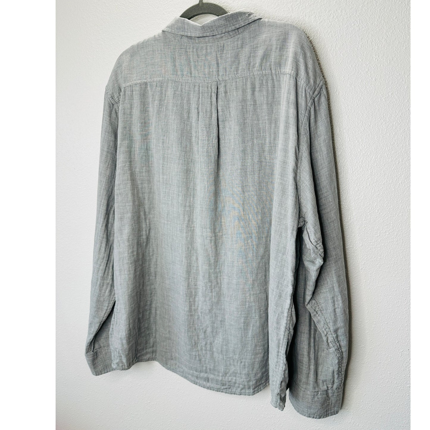 Goodfellow Light Gray Linen Long Sleeve Button Collared Shirt 2XL
