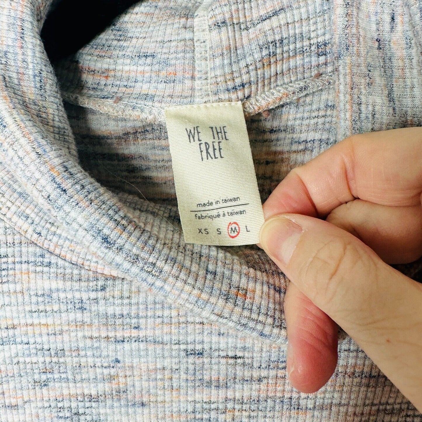 We The Free Ivory Multi-Color Long Sleeve Open Back Turtleneck Tunic Medium