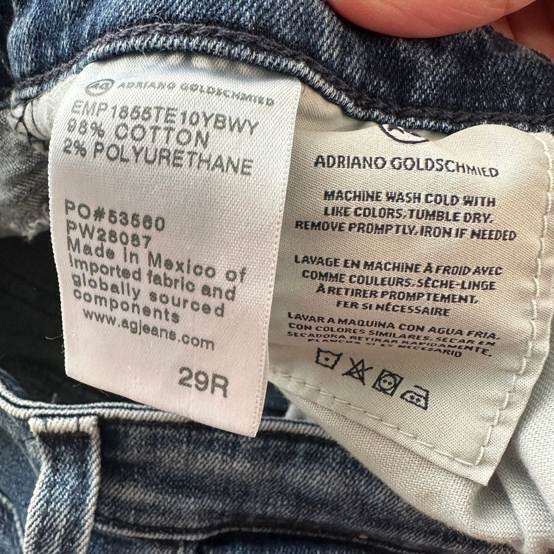 AG Medium Wash Whiskered Raw Hem Harper Essential Straight Leg Jeans 29R