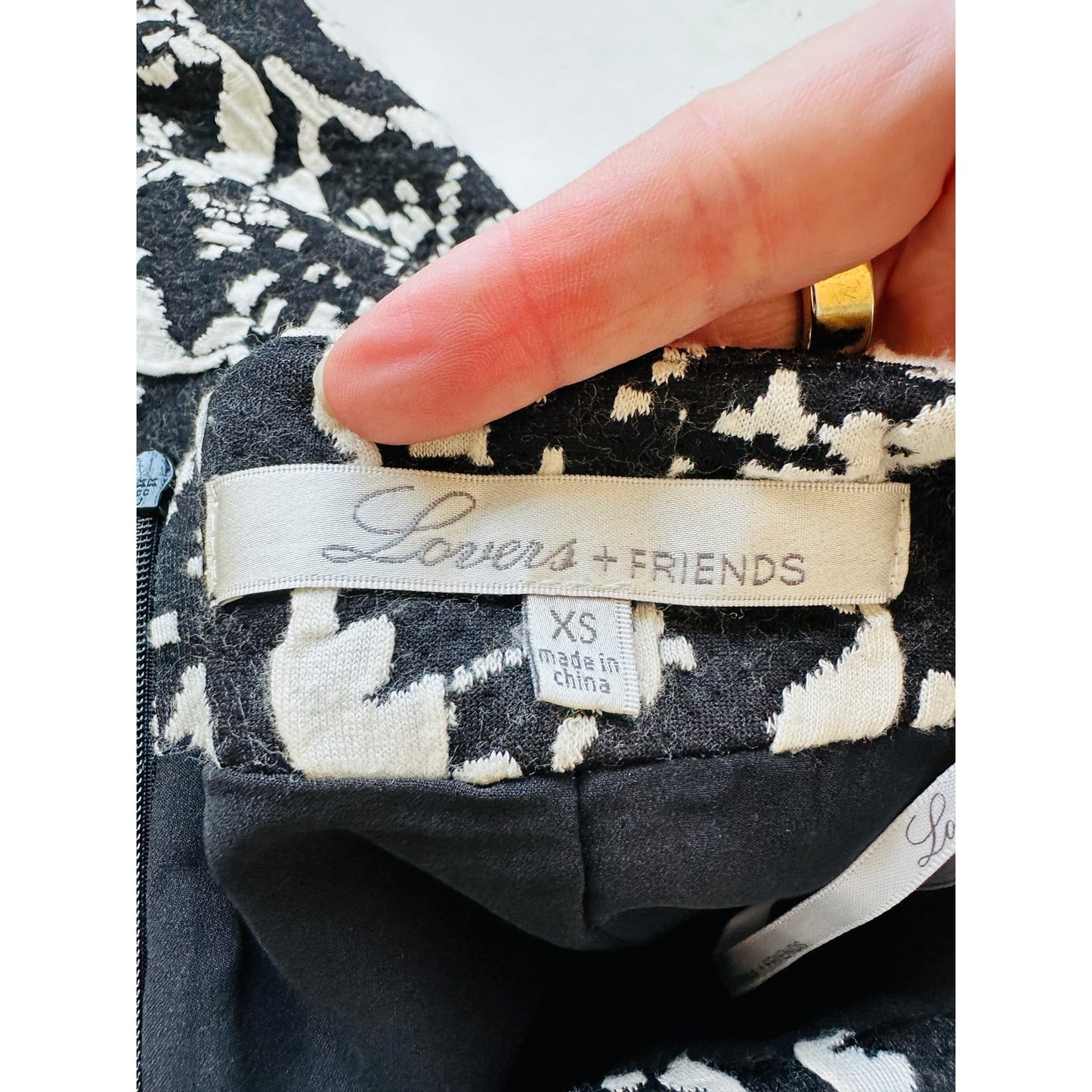 Lovers + Friends Tatum Black & White Jacquard Mini Skirt XS