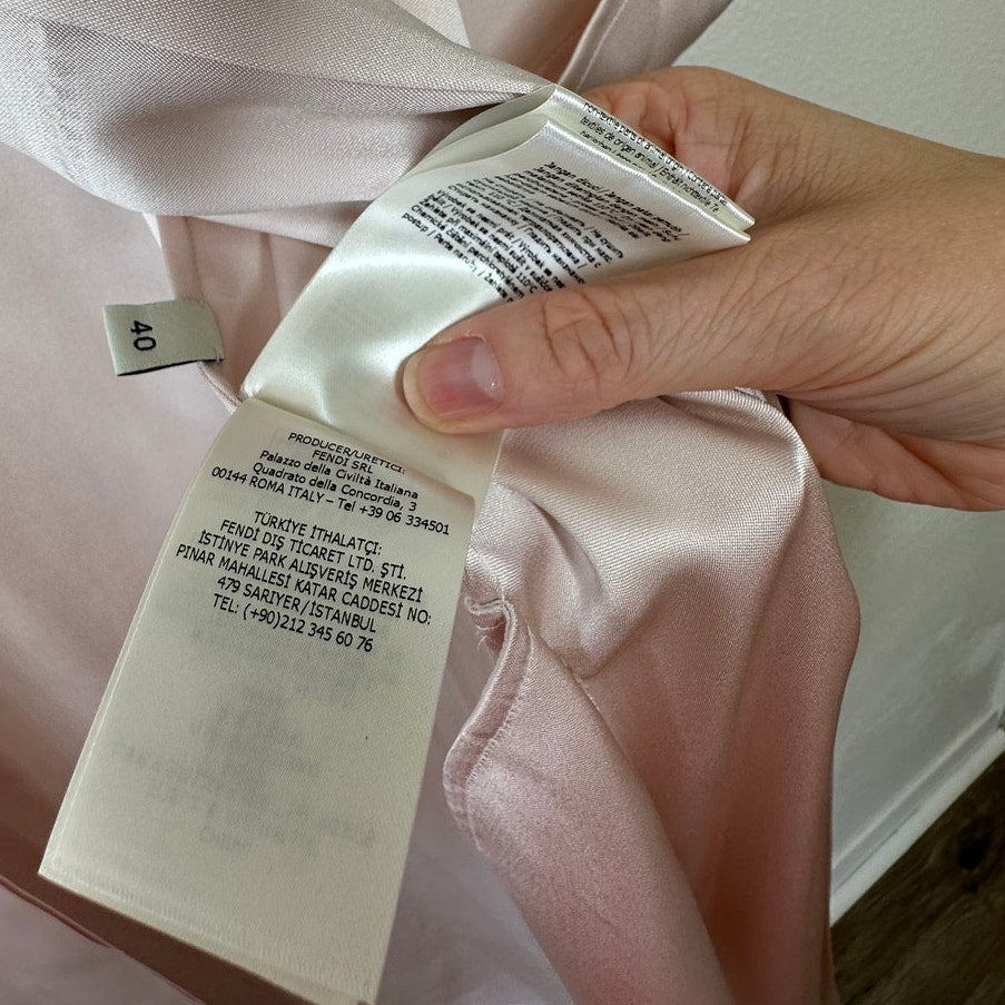NWT Fendi The Abito Fluid Draped Daily Dress Top in Almond 100% Silk 40 / 8