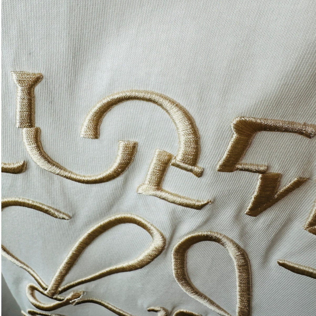 Loewe White Short Sleeve Cream Embroidered Logo Graphic Tee S