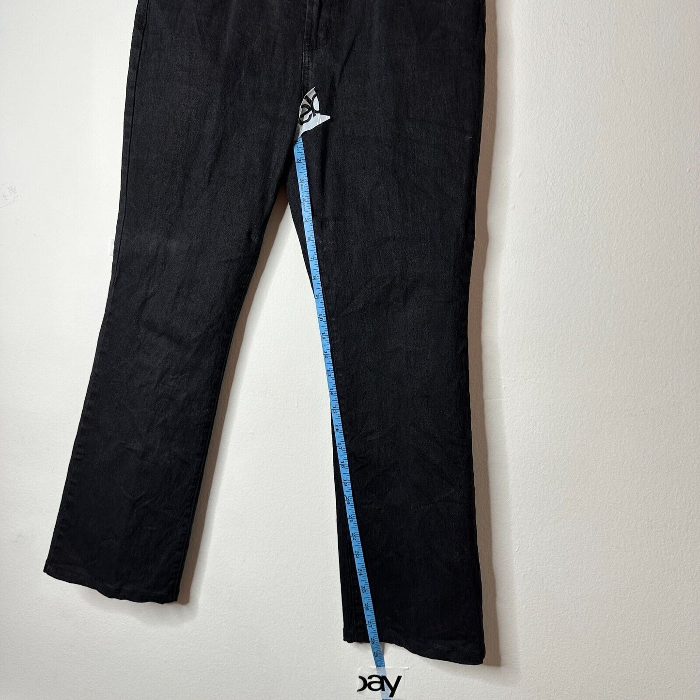 DG2 Diane Gilman Solid Black Mid-Rise Denim Jeans Stretch Straight Leg 10