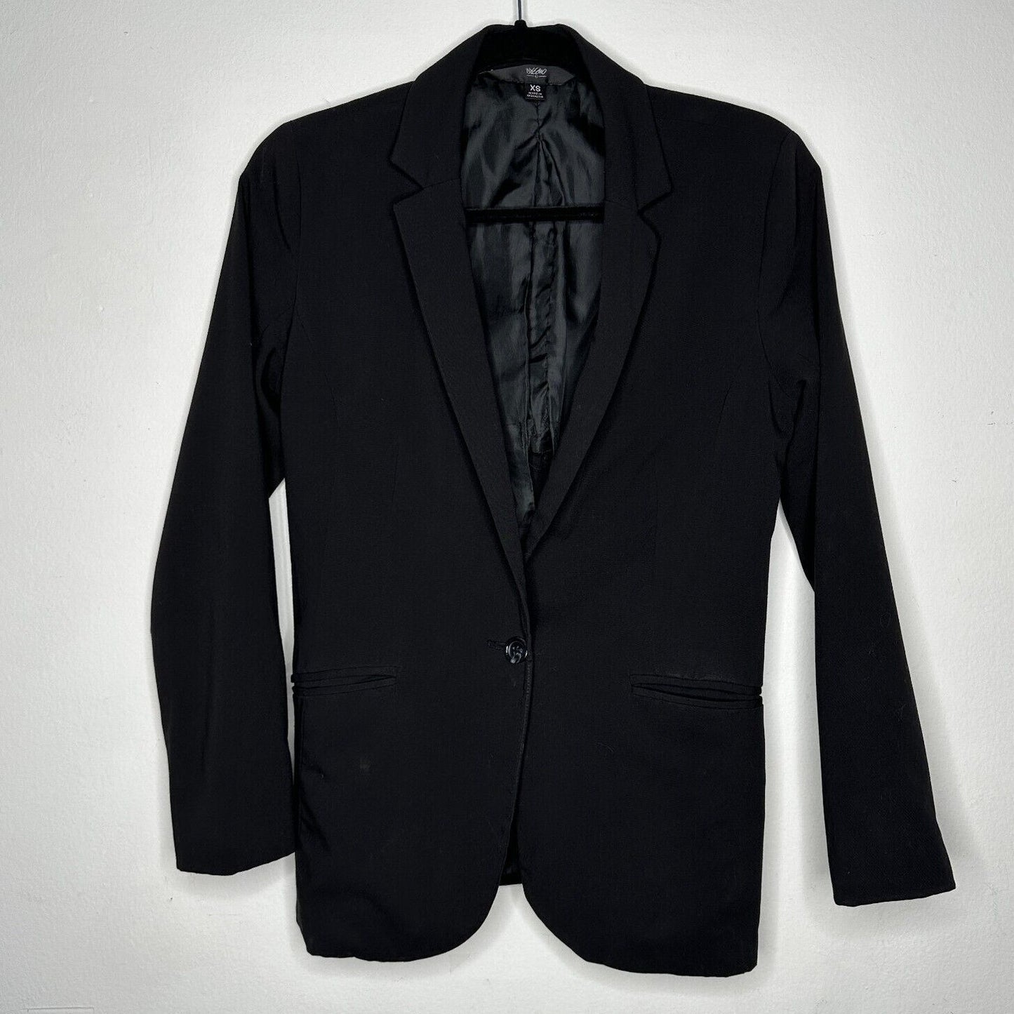 Mossimo Jet Black One Button Welt Pockets Casual Blazer Jacket Size XS