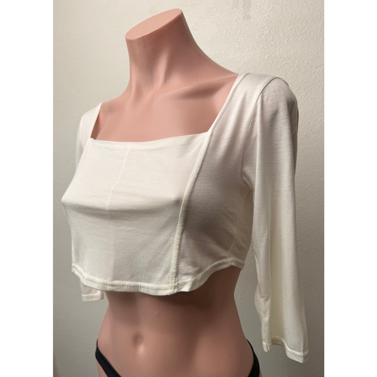 Nasty Gal Cream Square Neck Crop Top Womens US 4